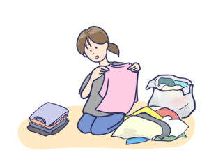 掃除する女性